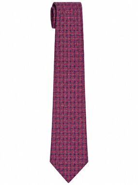 Hermes Paris 5249 SA Men’s 100% Silk Tie Red Blue H Logo Geometric Made France